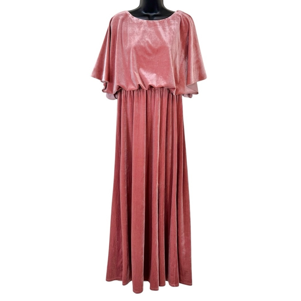 See And Be Seen Dusty Pink Ready For Tonight Velvet Maxi Blouson Maxi Dress